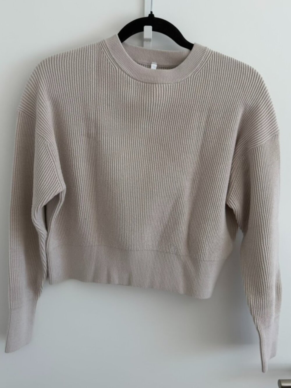 Muji Oatmeal Washable Rib Knit Short Sweater